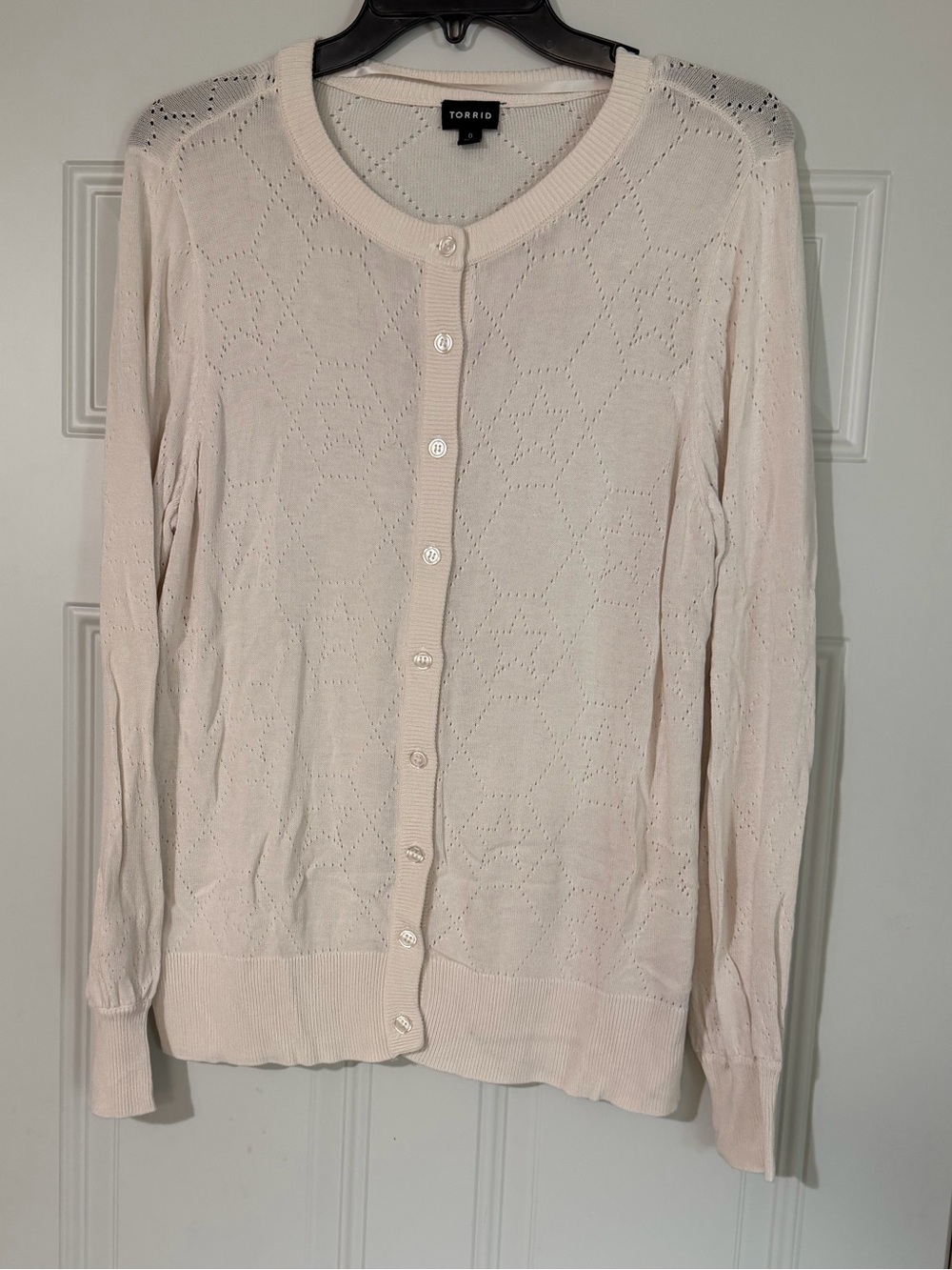 Torrid Crew Long Sleeve Pointelle Cardigan Sweater White 0 Large Cottagecore